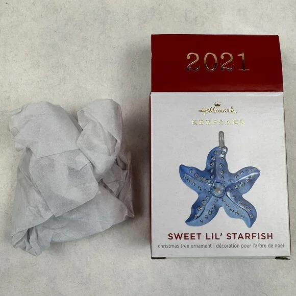 Hallmark 2021 Sweet Lil Starfish 1" Mini Ornament Christmas Miniature Blue Charm - Picture 9 of 10